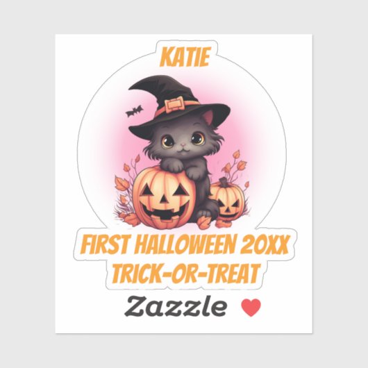 Eerste Halloween Schattigee kitten Sticker (Vel)