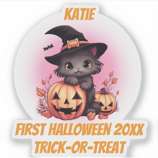 Eerste Halloween Schattigee kitten Sticker (Voorkant)