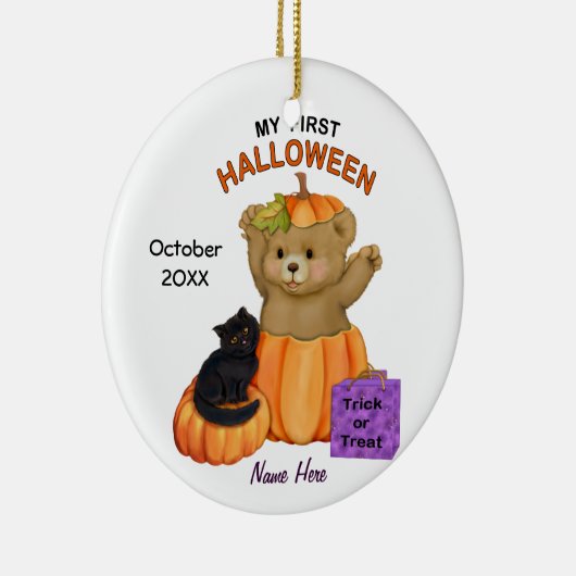 Eerste Halloween teddy Keramisch Ornament (Rechts)