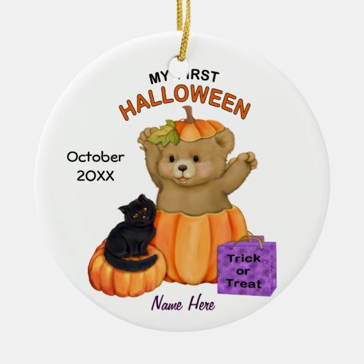 Eerste Halloween teddy Keramisch Ornament (Voorkant)