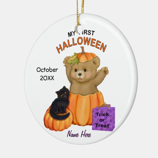 Eerste Halloween teddy Keramisch Ornament (Links)