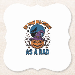 Eerste Halloween Vader Vintage Pompoen Wolf Shirt_ Kartonnen Onderzetters