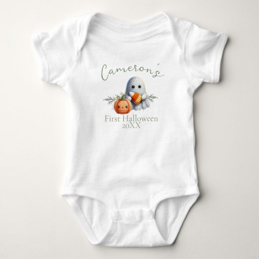 Eerste Halloween van de baby Aangepaste naam Geest Romper (Voorkant)