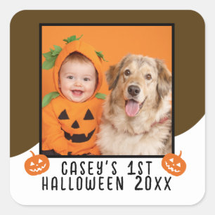 Eerste Halloween van de baby Persoonlijke foto naa Vierkante Sticker