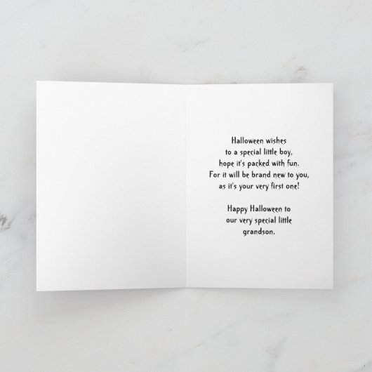 Eerste Halloween van de kleinzoon, Maan Baby Kaart (Binnen)