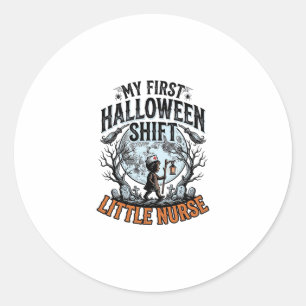 Eerste Halloween-verpleegster Spooky Moon Babykost Ronde Sticker