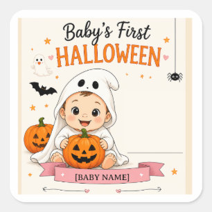 Eerste Halloweenfeestje van de baby Vierkante Sticker
