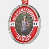 Eerste halve marathon metalen ornament (Links)