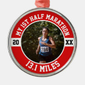 Eerste halve marathon metalen ornament (Voorkant)