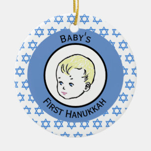 Eerste Hanoeka van de  Blonde Hair Baby Keramisch Ornament