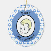 Eerste Hanoeka van de  Blonde Hair Baby Keramisch Ornament (Links)
