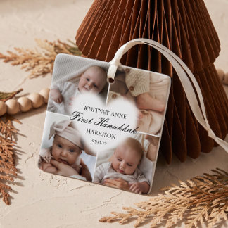 Eerste Hanukkah van de baby 4 foto collage geperso Keramisch Ornament