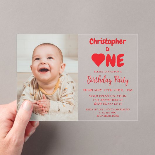 Eerste hartdag van het hart acryl uitnodigingen (Insitu (Draagbaar))