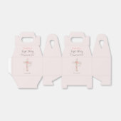 Eerste Heilige Commune blozen roze florale kruis Bedankdoosjes (Uitgevouwen)