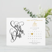 Eerste Heilige Commune Calendar Gold Heart Save The Date (Staand voorkant)