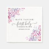 Eerste Heilige Commune Lavender Wildbloemen Servet (Voorkant)