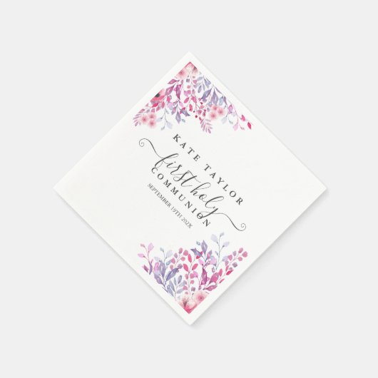 Eerste Heilige Commune Lavender Wildbloemen Servet (Hoek)