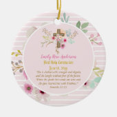 Eerste Heilige Commune PHOTO Gift Grils Pink Flowe Keramisch Ornament (Voorkant)