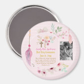 Eerste Heilige Commune PHOTO Gift Grils Pink Flowe Magneet (Voorkant / Achterkant)