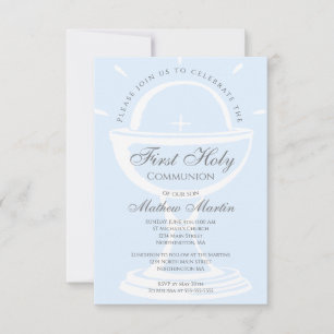 Eerste Heilige Communiaanse Chalice Blue Boy Kaart