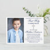 Eerste Heilige Communiaanse Zeemacht Blauwe Zilver Kaart (Staand voorkant)