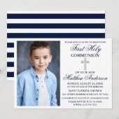 Eerste Heilige Communiaanse Zeemacht Blauwe Zilver Kaart (Voorkant / Achterkant)