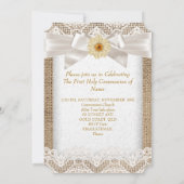 Eerste Heilige Communie 1ste Girls Cross Burlap La Kaart (Achterkant)