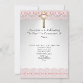 Eerste Heilige Communie 1ste Goudkruis Roze 2 Kaart (Achterkant)