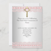 Eerste Heilige Communie 1ste Goudkruis Roze 2 Kaart (Achterkant)