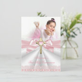 Eerste Heilige Communie 1ste Goudkruis Roze 4 Kaart (Staand voorkant)