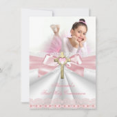 Eerste Heilige Communie 1ste Goudkruis Roze 4 Kaart (Voorkant)