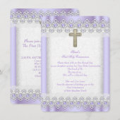 Eerste Heilige Communie 1ste Meisjes Cross Lavende Kaart (Voorkant / Achterkant)