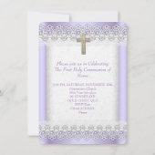 Eerste Heilige Communie 1ste Meisjes Cross Lavende Kaart (Achterkant)