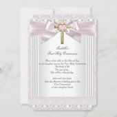 Eerste Heilige Communie 1ste Meisjes Kruisroze kan Kaart (Voorkant)