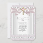 Eerste Heilige Communie 1ste Meisjes Kruisroze kan Kaart (Achterkant)