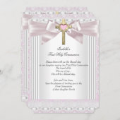 Eerste Heilige Communie 1ste Meisjes Kruisroze kan Kaart (Voorkant / Achterkant)