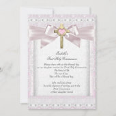 Eerste Heilige Communie 1ste Meisjes Kruisroze kan Kaart (Voorkant)