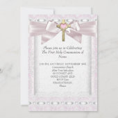 Eerste Heilige Communie 1ste Meisjes Kruisroze kan Kaart (Achterkant)