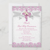 Eerste Heilige Communie 1ste Meisjes Kruisroze kan Kaart (Voorkant)