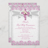 Eerste Heilige Communie 1ste Meisjes Kruisroze kan Kaart (Voorkant / Achterkant)