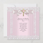 Eerste Heilige Communie 1ste Meisjes Kruisroze kan Kaart (Achterkant)