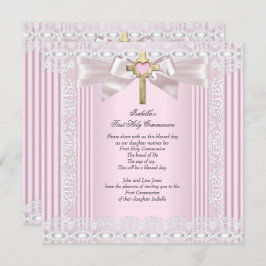 Eerste Heilige Communie 1ste Meisjes Kruisroze kan Kaart