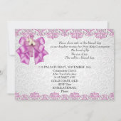 Eerste Heilige Communie 1ste Meisjes Lila Roze Fot Kaart (Achterkant)