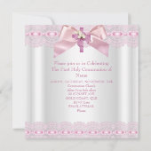 Eerste Heilige Communie 1ste Meisjes Witte Roze La Kaart (Achterkant)