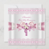 Eerste Heilige Communie 1ste Meisjes Witte Roze La Kaart (Voorkant)