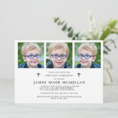 Eerste Heilige Communie 3-foto Collage Boy Keepsak Kaart (Staand voorkant)