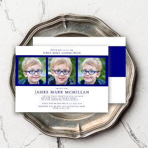 Eerste Heilige Communie 3-Foto Collage Jongen Mari Kaart