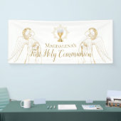 Eerste Heilige Communie aanbiddende engelen ontwer Spandoek (Beurs)
