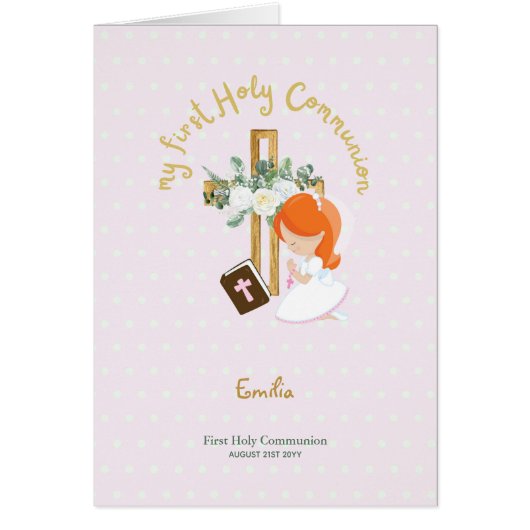 Eerste Heilige Communie aangepaste rode haren meis (Voorkant)