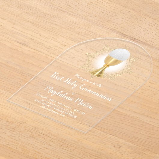 Eerste Heilige Communie Acryl Uitnodigingen (Laagn)